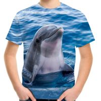 [Tsdopn34gpt]   Summer 4-13 y kids teen fashion clothing sea ocean world animal dolphin funny print tshirt Baby Boys Girls