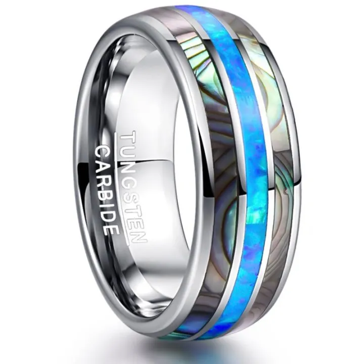 mens blue opal wedding band