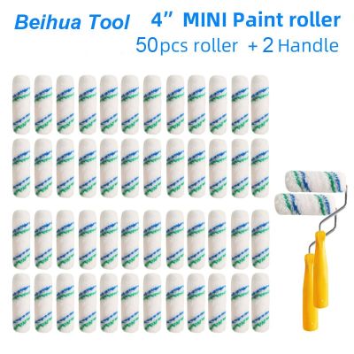 【YF】❧☢✓  52pcs/set 4inch Paint roller brush 50PCS and 2handle for Wall Painting Handle Tools