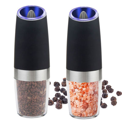 12 Pcs Automatic Pepper Mill Set Electric Gravity Operated Seasoning Grinder Salt Shaker with LED Kitchen Spice Grinding Tools