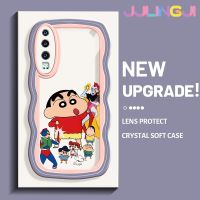 Jjlingji เคสสำหรับ Huawei P30 P30 Pro P30 Lite น่ารักเครยอนชินจังมาการองขอบคลื่นกันกระแทกแบบใสนิ่มเคสมือถือโปร่งใสลายกล้องถ่ายรูปที่สร้างสรรค์เคสซิลิกาเจลฝาครอบป้องกัน