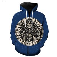 2023 Cartoon Punk Style Motorcycle Mens Zipper Hoodie Unisex 2022 Hot Sale Long Sleeve 3D Print Sweatshirts Cool Teens Fashion Tops Size:XS-5XL