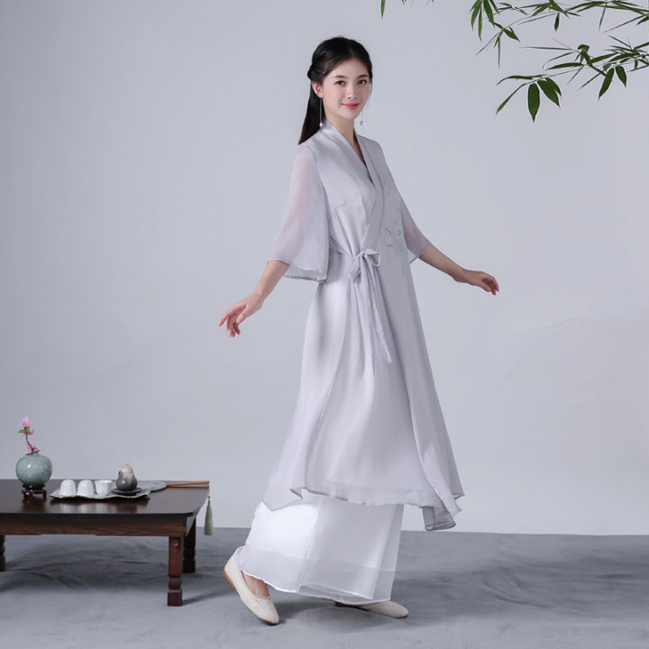 hanfu-zou-ลูกไม้ขึ้น2022-สไตล์ชาติพันธุ์ชุดชาเซนสองชั้นชุดปลายกระโปรงบานสีขาวสำหรับผู้หญิง