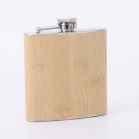 6oz Outdoor Portable Vintage Hip Flask Wood Grain Leather Whiskey Vodka Sake Shochu Bottle Drinkware Wine Cup