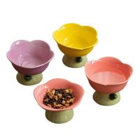 Ceramic Cat Bowl Flower Shape Dog Puppy Feeder Feeding and Eating Food Water Elevated Raised Dish for Cats Pet Supplies