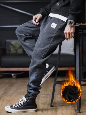 2021ใหม่ผู้ชายฤดูหนาวขนแกะกางเกงยีนส์หนากางเกงยีนส์ที่อบอุ่นผู้ชาย Streetwear สีดำ Joggers ฮาเร็มฌองความร้อนกางเกงขนาดบวก8XL