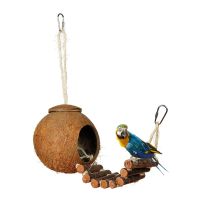 【Ready Stock】Natural Coconut Shell Bird Nest House Hut Cage Feeder Pet Parrot Parakeet Toy