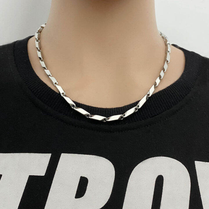 สร้อยโซ่ไทเทเนียมสร้อยคอเหล็กแตงโม-kalung-baja-tahan-karat-สร้อยคอเหล็กสร้อยคอแฟชั่นสำหรับผู้หญิงผู้ชาย