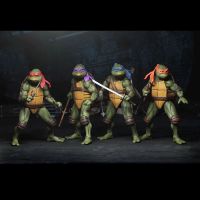 2018 Movie Edition 4 นินจาของเล่นเต่าทอง TMNT ที่สามารถเคลื่อนย้ายตุ๊กตารุ่นมือ 4 ชิ้น / เซ็ต 2018 SDCC Limited Edition การ์ตูน Leonardo Donatello Michelangelo Raphael PVC เต่าของเล่นรูปการกระทำ