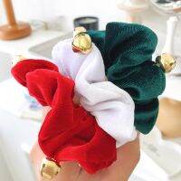 [HOT] 2022กำมะหยี่คริสต์มาส Scrunchies Novelty ผมวงยืดหยุ่นกับระฆังผู้หญิงหญิงสาว Flannel ที่รัดผมยางรัดผม