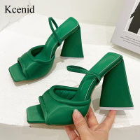 Kcenid Triangle High Heel Summer Sandals Women 2022 y Satin Soft Padded Party Shoes Comfort Runway Back Strap Dress Sandals