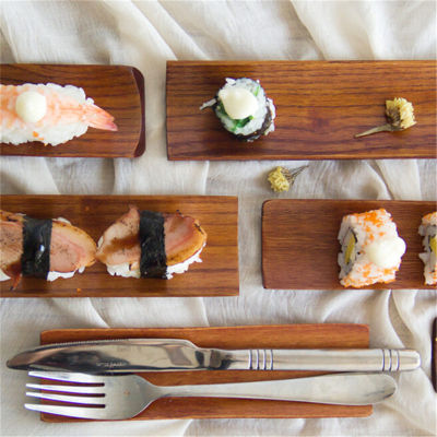 Fashion Wooden Dumplings Sushi Serving Tray Oblong Plate Salad Bread Dishes Kitchen Tool Shake Wooden Napkin Holder