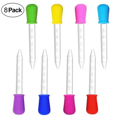 【cw】 8pcs/pack Non toxic 5ml Pipettes Transfer Plastic Eyedropper Medicine Dispenser Silicone Feeder 12cm Baby Infants ！