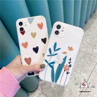 [LWF HOT] Alu เคส iPhone 12 13 Pro Max iPhone 11 8Plus 7Plus 6 6S Plus 7 8 SE 2020 X XE XS MAX เคสขอบสี่เหลี่ยมแบบตรงเคสฝาครอบโทรศัพท์ TPU แบบนิ่มลายดอกไม้ใบไม้