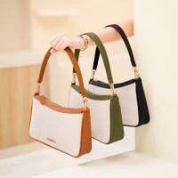 MARIETTA - JAMIE CANVAS collection กระเป๋าสะพายไหล่ผ้าcanvas สี off-white ตัดกับหนัง premium pu 3 สีให้เลือก