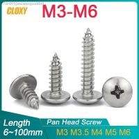 ✙❖ 50/ 20/ 10pcs M3 M3.5 M4 M5 M6 Cross Recessed Truss Head Self-tapping Screw 304 Stainless Steel Phillips Pan Head Wood Screw