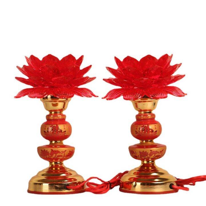 buddhas-utensils-buddha-hall-offerings-alloy-led-lotus-lamp-long-light-temple-buddist-item-use-plug-worship-buddism-a-pair