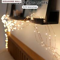 IKEAHOME สายไฟ LED 50/100ดวง,โคมไฟแบบเชือกนางฟ้า USB พร้อมรีโมทคอนโทรลกันน้ำได้16สีสำหรับใช้ในบ้านและไฟประดับกลางแจ้งสายไฟสำหรับงานปาร์ตี้