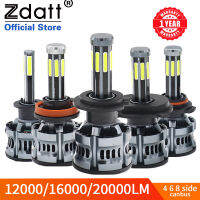 2021 4 6 8 Sides Led 12V H8 H11 H7 LED 20000LM HB3 9005 HB4 H1 H3 H4 Led Headlight Bulb Canbus 60W 3D 360 degree Super Auto Lamp