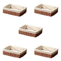 5X Handmade Wicker Storage Basket Bread Basket Fruit Basket Serving Baskets for Home Kitchen Desk Candy Sundries