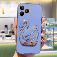 KOSLAM เคสโทรศัพท์กันกระแทกพับเป็นขาตั้งหงส์ชุบด้วยไฟฟ้าสำหรับ Realme 11 4G 5G 11 NFC 11 Pro 5G 11 Pro 5G 11 + 5G C55 C53 C33 C33 C35ปลอกโทรศัพท์มือถือ C30s 2023 TPU แบบใหม่คลังสินค้าพร้อม