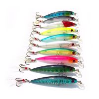 10pcs 9cm Fishing Lure Minnow Wobblers Bait Tackle Artificial Baits Crankbait with Feather Hooks Bionic Bait Приманки рыболовные