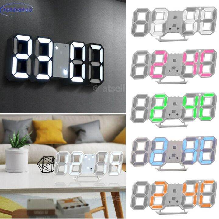 Modern Digital LED Table Desk Night Wall Clock Alarm Watch 10 Colors