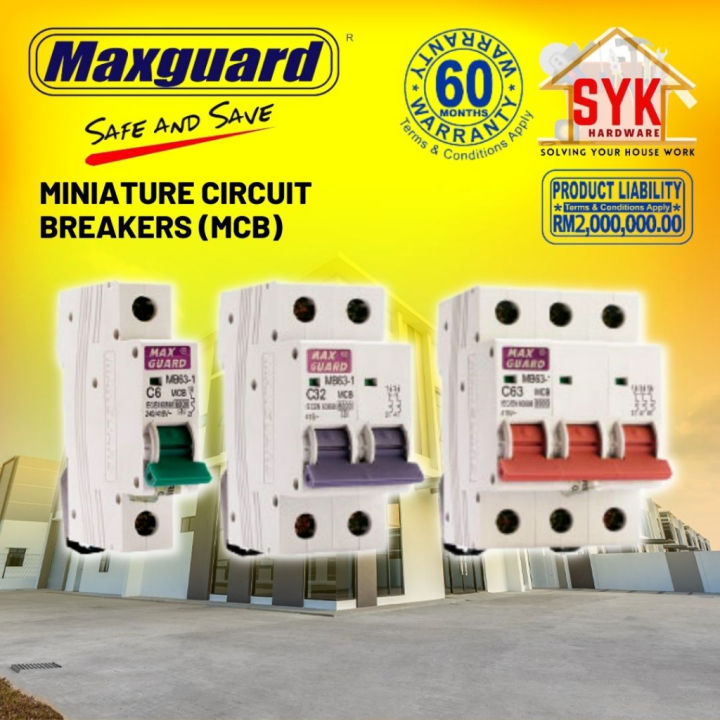 Syk Maxguard Miniature Circuit Breaker Mcb 1 Pole 2 Pole 3 Pole 6a 10a