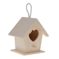 Small birds nest wooden house