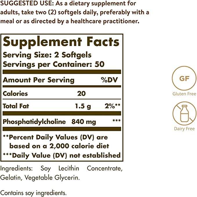 ผลิตภัณฑ์อาหารเสริม-ฟอสฟาติดิล-โคลีน-phosphatidyl-choline-100-softgels-solgar