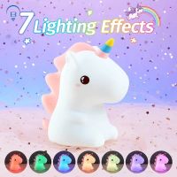 ✾ ?Ready Stock?New Lampu Tidur Cute Unicorn Silicone Night Light Remote/Touch Tap Control Color LED Night Lamp Wireless LED Ambient Light Kids Toy