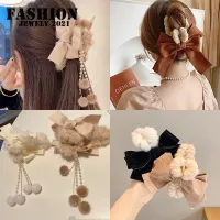 Korea Autumn and Winter Furry Bow Hair Clip Women Girls Large Tassel Shark Clip