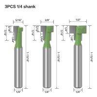 3Pcs Shank Keyhole T-Slot Router Bit อุปกรณ์เสริมสำหรับ5/16  "-1/2 " เครื่องตัดไม้เกรดอุตสาหกรรมคาร์ไบด์