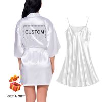 Embroidery Custom Wedding Bathrobe Bridal Bride Kimono Robe Personalized Name Logo Peignoir Mariage Personnalise Bridesmaid Gift