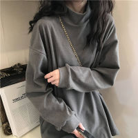 Winter Double-sided Velvet Women Oversized Warm Sweatshirt Casual Solid Half High Collar Pullover Korean Version Tops Streetwear