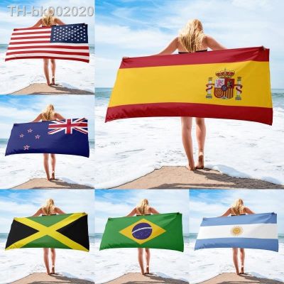 ✽♈❧ Spain US Flag Printed Microfiber Bath Beach Towel for Adults 75x150cm Soft Water Absorbing Breathable Summer Surf Robe Blanket