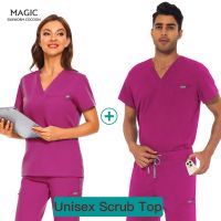 New nursing Uniform Nursing Doctor Short Sleeve Top Solid Color Men Woman Working Clothes Hospital Shirts Blouse Medical Uniforms