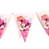 【CC】 12flags/set Minnie Cartoon Theme Bunting Flags Kids Favor Happy Birthday Supplies Decoration