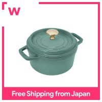 Staub Picot Cocotte ทรงกลมยูคาลิปตัส16ซม. หม้อเคลือบเหล็กหล่อแบบสองด้ามเข้ากันได้ [พร้อมหมายเลขซีเรียล] La Cocotte Z1027-780กลม