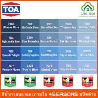 TOA 4SEASONS สีน้ำอะคริลิกแท้ 100% คุณภาพสูง ฟิล์มสียึดเกาะดีเยี่ยม ภายนอกและภายใน (ขนาด 1/4 แกลอน)(น้ำเงิน)