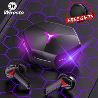 Wiresto หูฟังเกมมิ่ง True 65Ms Low LatencyWireless หูฟังบลูทูธ5.0,หูฟังอินเอียร์ลดเสียงรบกวนเกม PixArt ชิปเซ็ตดีเลย์เสียงเบสต่ำไมโครโฟนในตัวหูฟังไร้สายสำหรับ PUBG