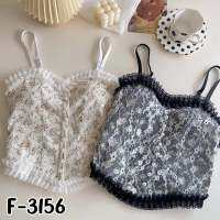 F-3156  บราสายเดี่ยวลูกไม้ อก26-36นิ้ว สายเดี่ยว เสื้อเอวลอย เสื้อครอป ชุดเซ็กซี่ผู้หญิง