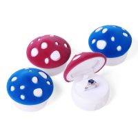 ✐♝₪ 1 Piece lovely mushroom Gift Box Holder Velvet Wedding Engagement Ring Box Jewelry box for Earrings Necklaces Display 2 colors