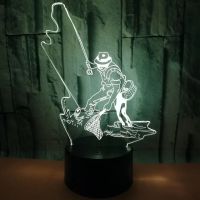 New Fishing  Colorful Touch 3d Lamp Acrylic Light Night Desk Lamp Illusion Lamp 3d Led Small Table Lamps