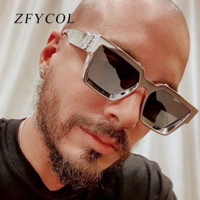 ZFYCOL แว่นตากันแดดผู้ชายรุ่นเทคโนโลยีย้อนยุค2023แบรนด์หรูดีไซเนอร์เทรนด์ย้อนยุคแว่นตาขับรถชายสี่เหลี่ยมกันแสงสะท้อน