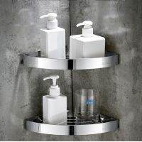 Bathroom Shower Corner Shelf SUS 304 Stainless Steel Shower Caddy Wall Mount Triangular Bathroom Floating Shelves with Hooks