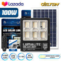 LUMALITE ไฟโซล่าเซลล์ ไฟสปอร์ตไลท์ 100W สี ขาว (White) / วอร์มไวท์ (Warm White) วัตต์เต็ม Solar Cell LED Solarlight Spotlight Floodlight ไฟโซล่า ไฟแสงอาทิตย์ รุ่นใหม่ 6 ช่อง กันน้ำ IP67 ไฟสว่างทั้งคืน พร้อมรีโมท **ประกัน 1 ปี**