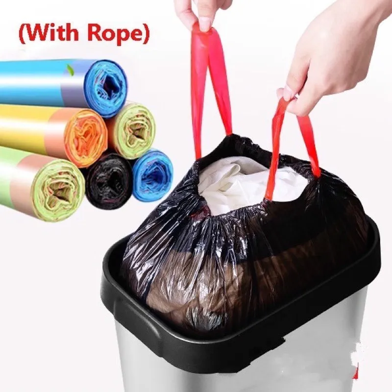 1 Roll, 15 Bags] Thickened Drawstring Closure Disposable Garbage Bags For  Kitchen Household, With Automatic Pulling Function