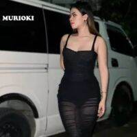 COD DSFGRDGHHHHH MURIOKI Womens Sexy Mesh Cover-Up Suit in Black