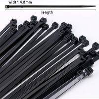 100PCS4.8x150 self-locking plastic nylon cable tie black white standard width 4.8 cable tie fixed ring cable tie 4.8x200 4.8x300